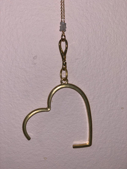 Heart Button Pusher Pendant Rough Diamond Necklace - Ariana Ost