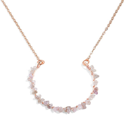 Horseshoe Pink Rough Diamond Rose Gold Necklace - Ariana Ost