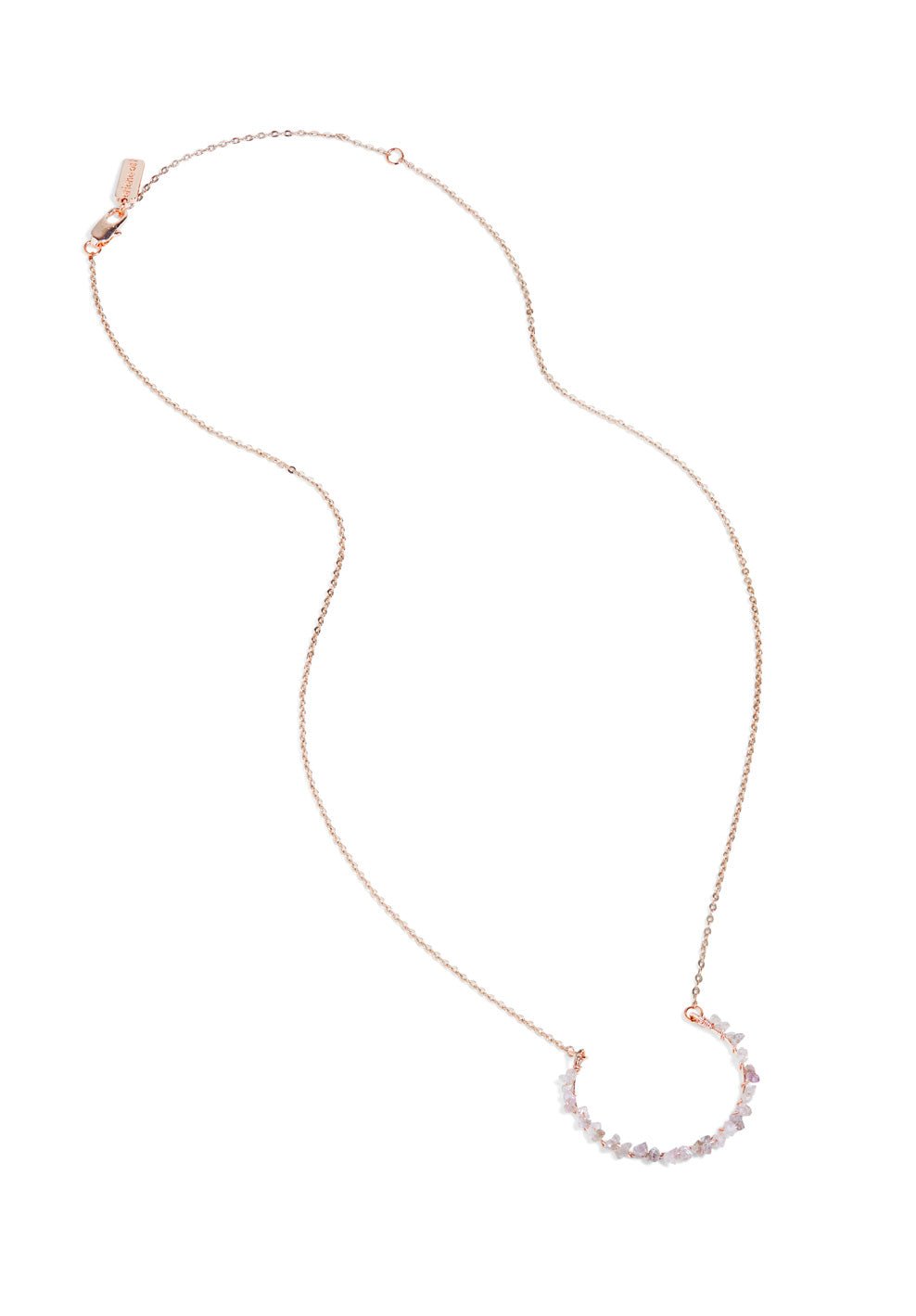 Horseshoe Pink Rough Diamond Rose Gold Necklace - Ariana Ost