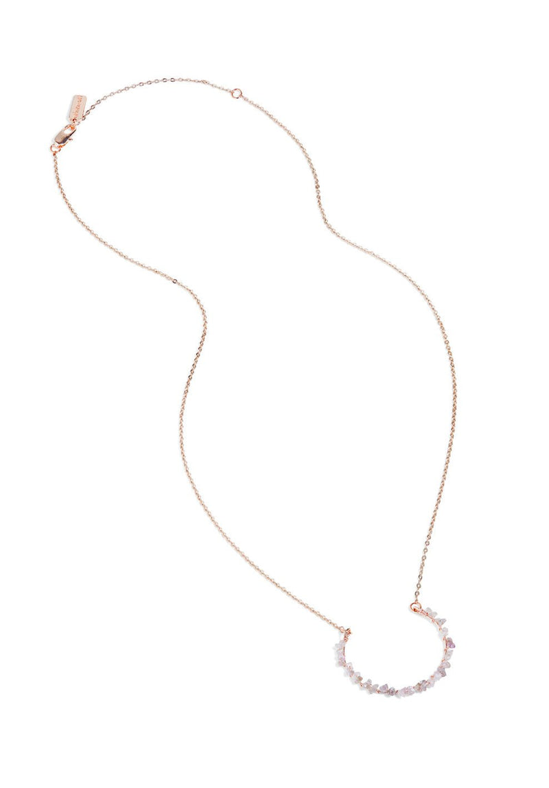 Horseshoe Pink Rough Diamond Rose Gold Necklace - Ariana Ost