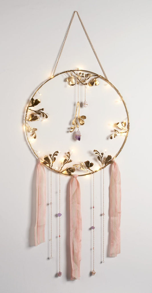 Illuminated Floral Healing Crystal Dreamcatcher - Ariana Ost
