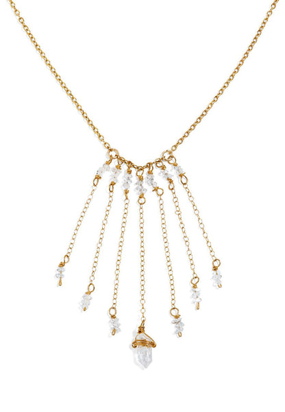 Mini Herkimer Diamond Chevron Necklace - Ariana Ost