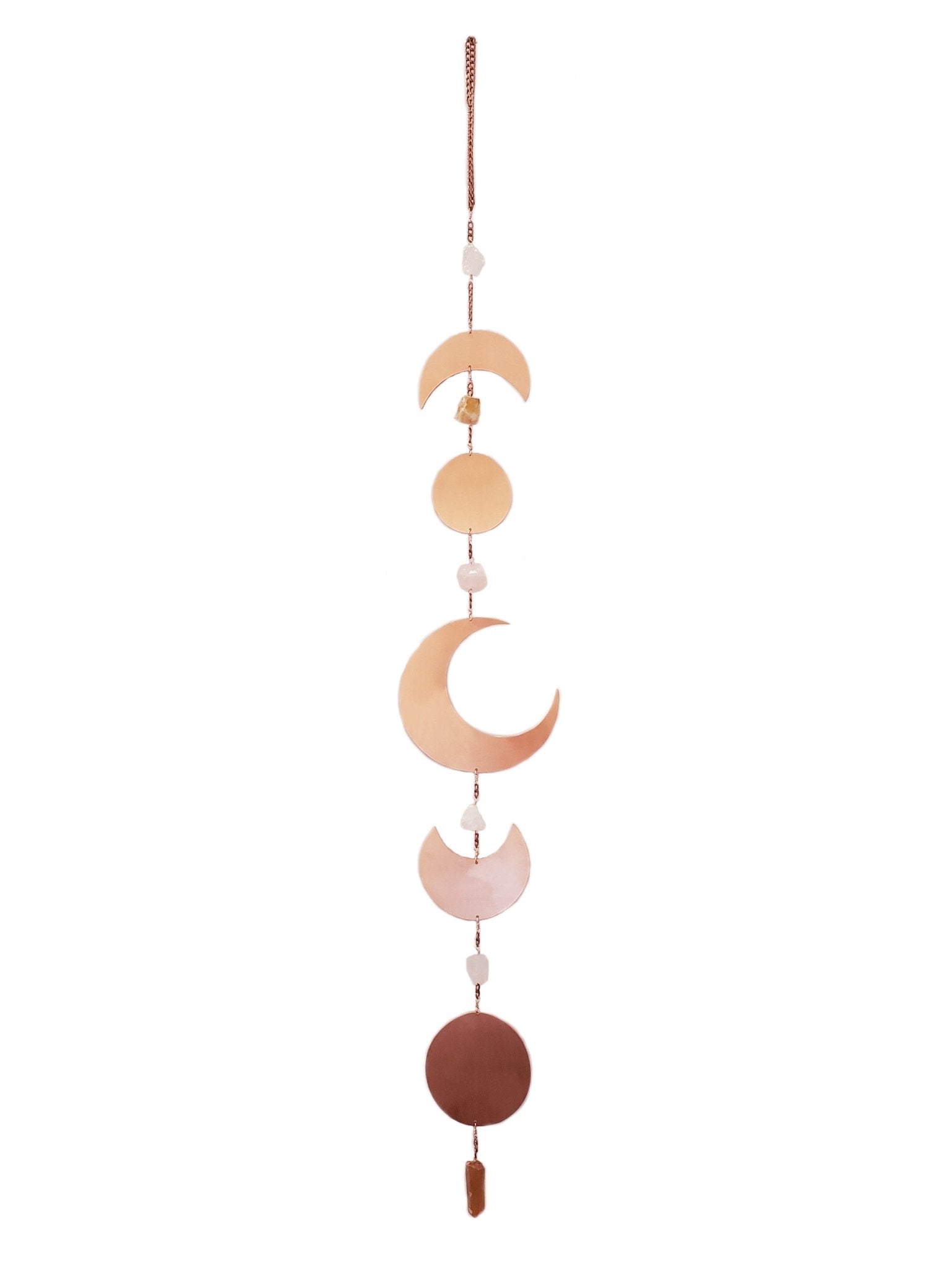 Celestial Moon Phase Wall Hanging with Semi-Precious Gemstones, 6