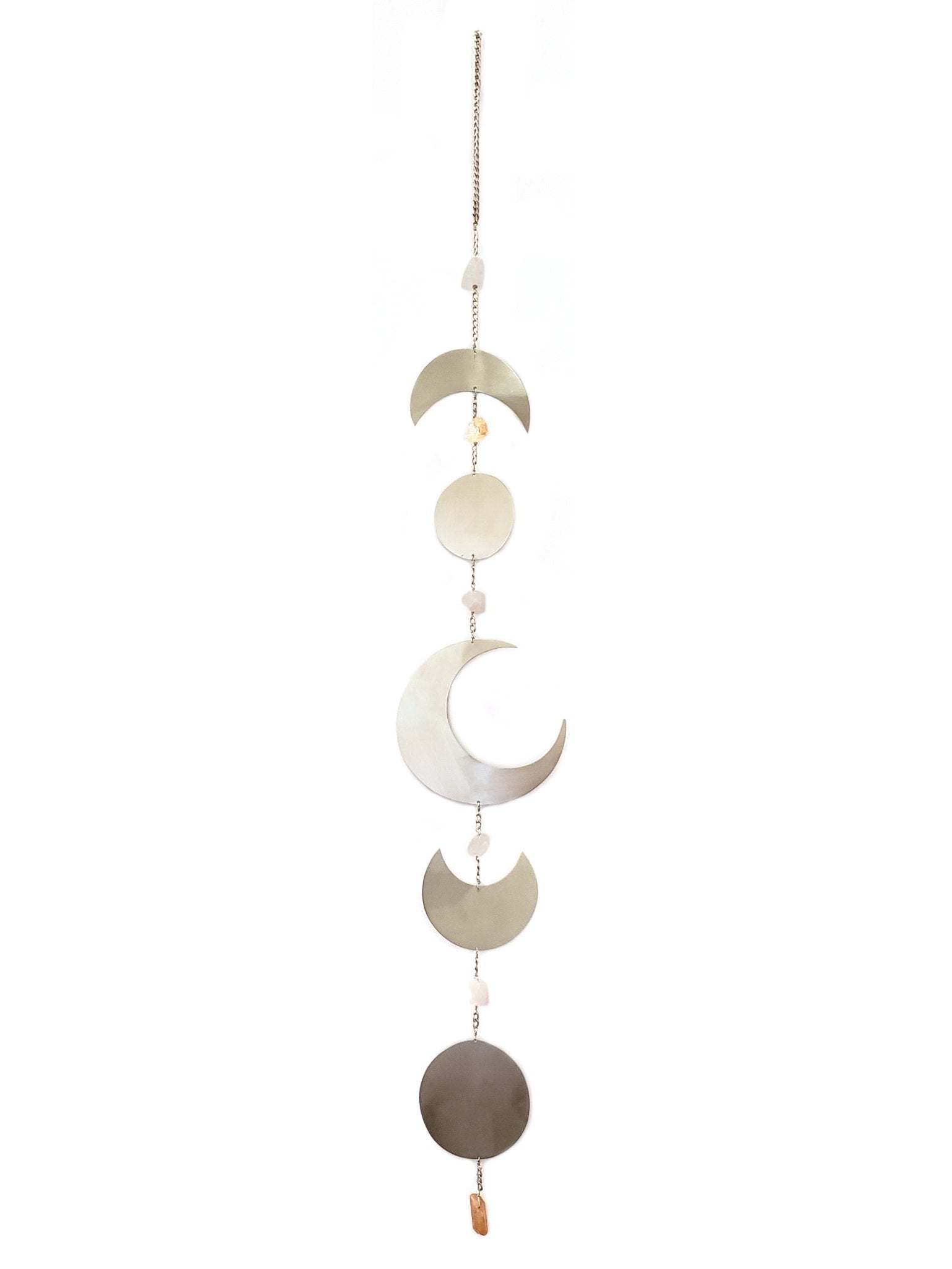 Celestial Moon Phase Wall Hanging with Semi-Precious Gemstones, 6