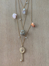 Moon Star Key Healing Crystal Delicate Layered Necklace - Ariana Ost