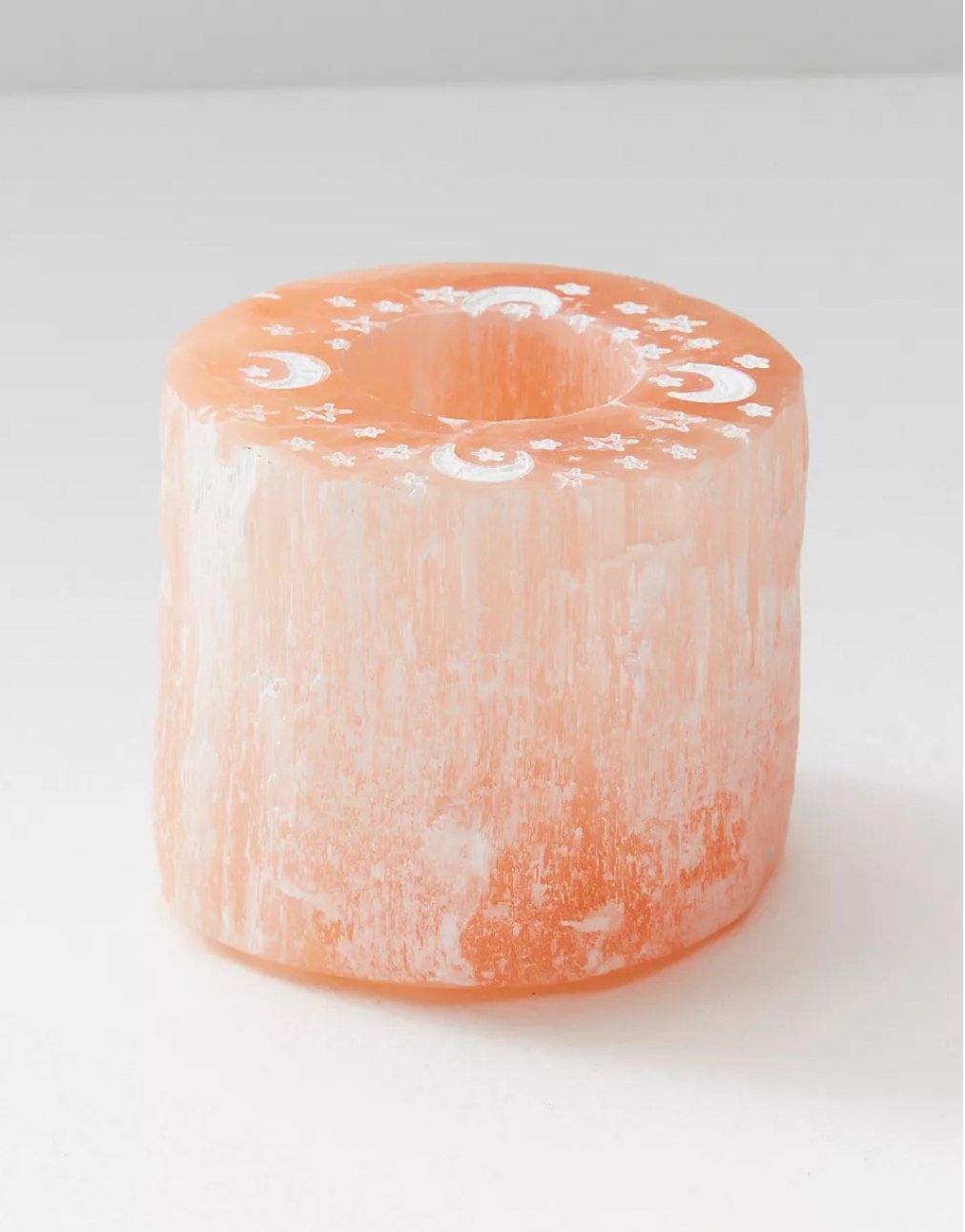 Peach Etched Selenite Tealight Candle Holder - Ariana Ost