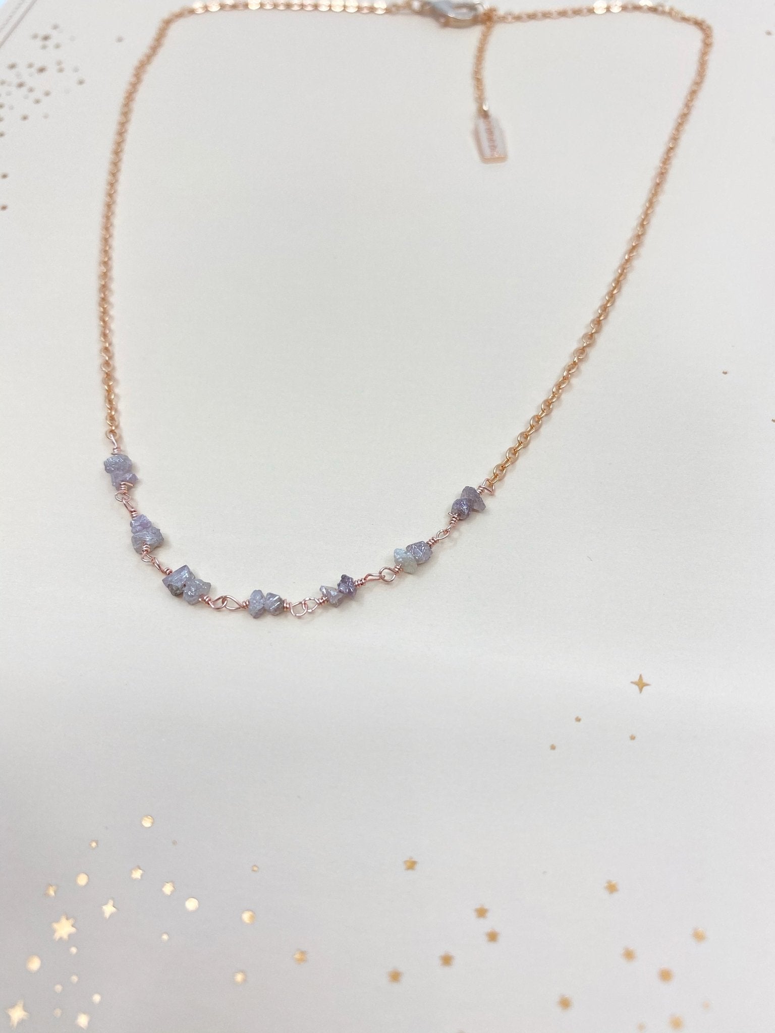 Pink Rough Diamond Rose Gold Necklace - Ariana Ost