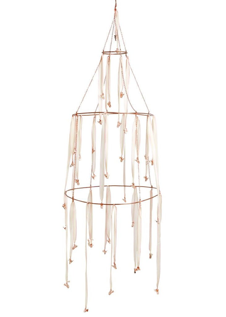 Rose Gold and Dip Dyed Silk Hanging Rack Mobile - Ariana Ost