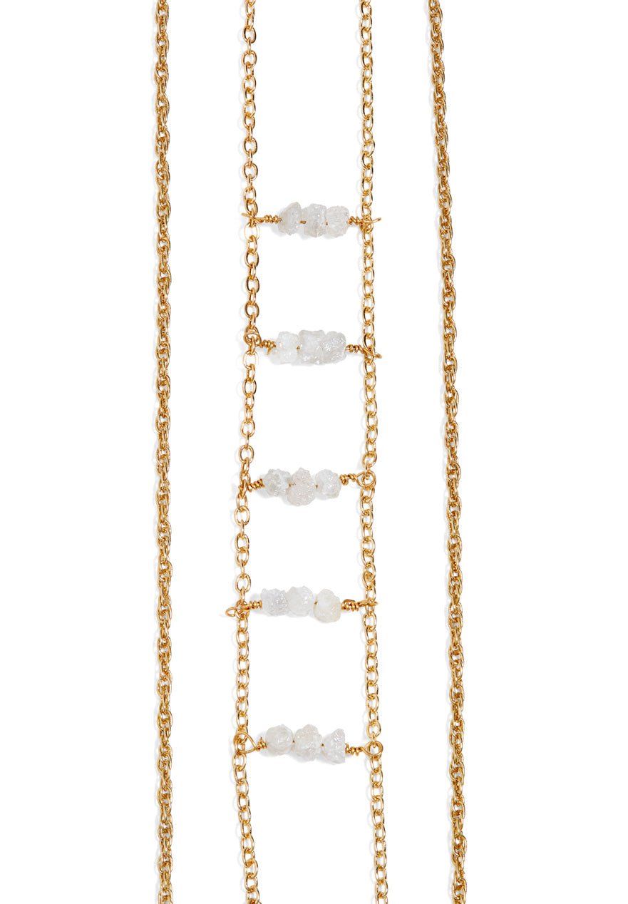 Rough Diamond Delicate Ladder Necklace - Ariana Ost