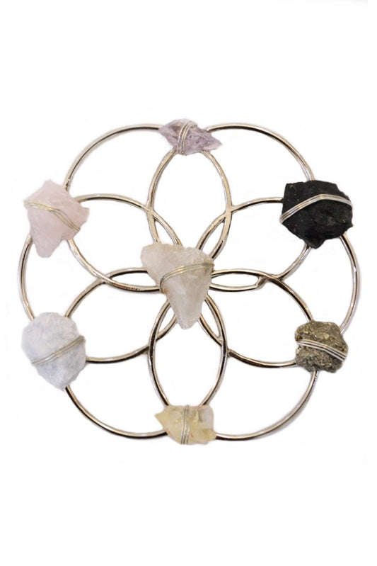 Small Flower of Life Healing Crystal Grid - Silver - Ariana Ost