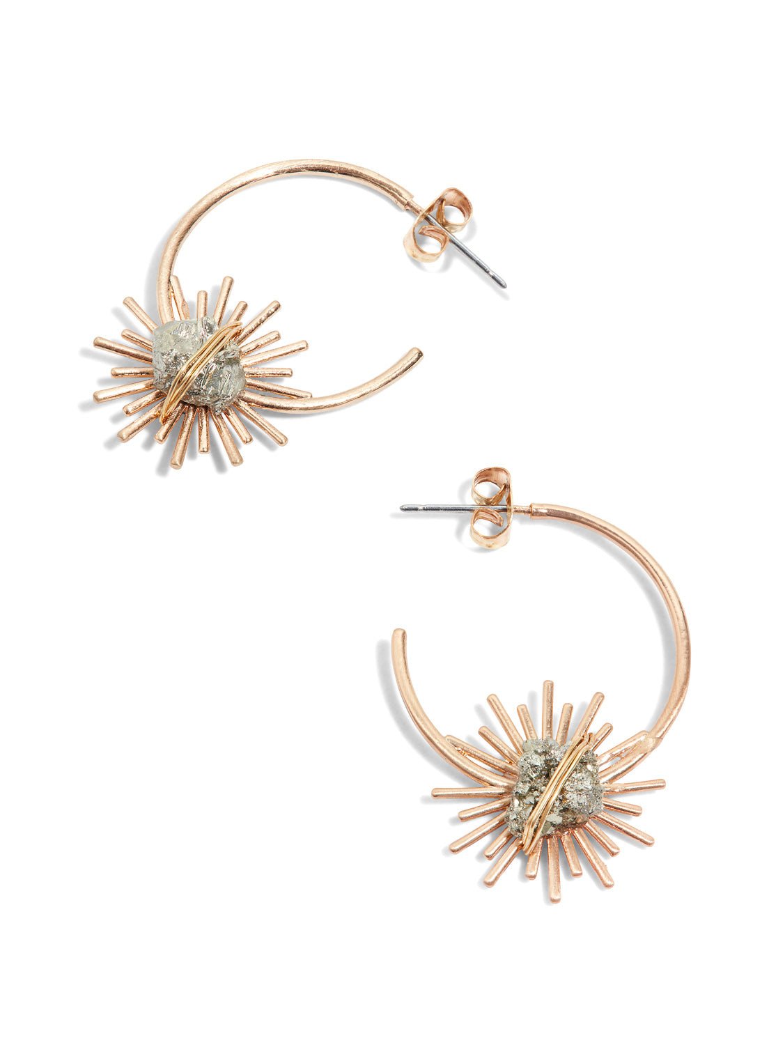Sunburst Pyrite Hoop Earrings - Ariana Ost